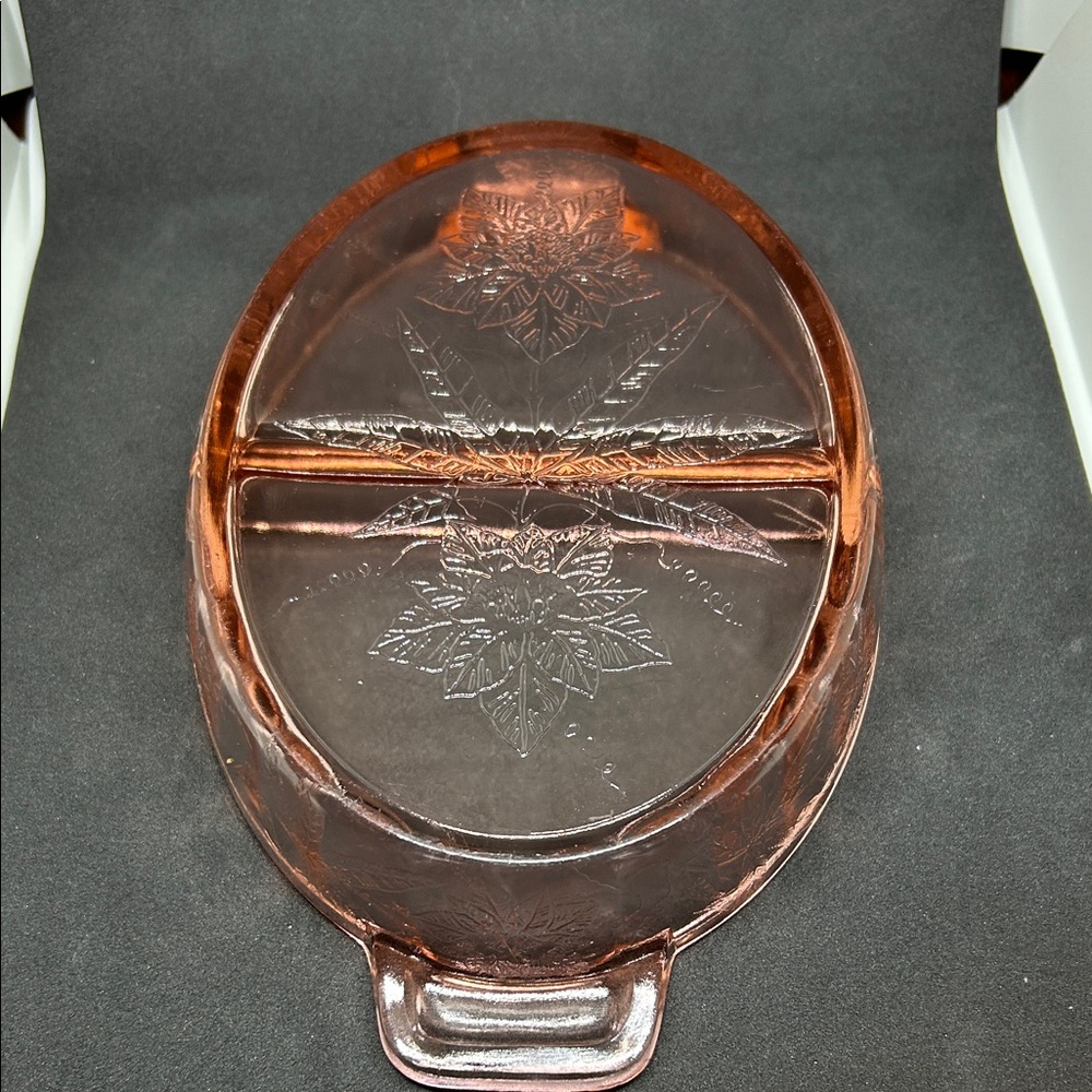 Depression glass Pink Pickle dish